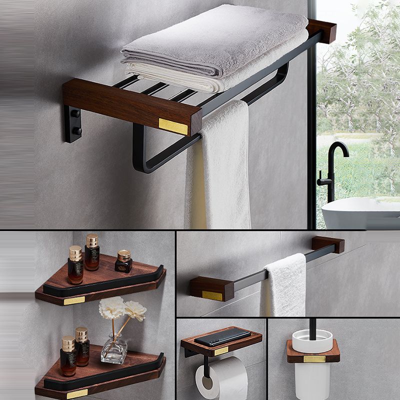 Walnut Bathroom Set Black Metal Bathroom Accessories Hardware Set -  Clearhalo