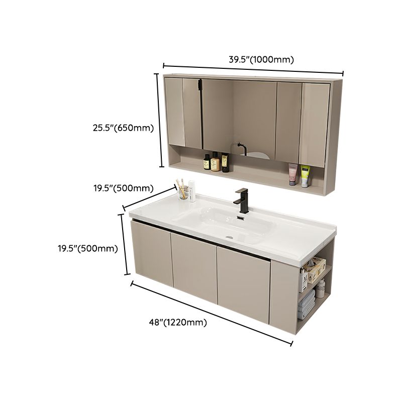 Wall Mount Modern Wood Rectangular Open Console with Sink Set Clearhalo 'Bathroom Remodel & Bathroom Fixtures' 'Bathroom Vanities' 'bathroom_vanities' 'Home Improvement' 'home_improvement' 'home_improvement_bathroom_vanities' 1200x1200_f5e96a3a-548d-47fa-ab4f-ee276dabc278