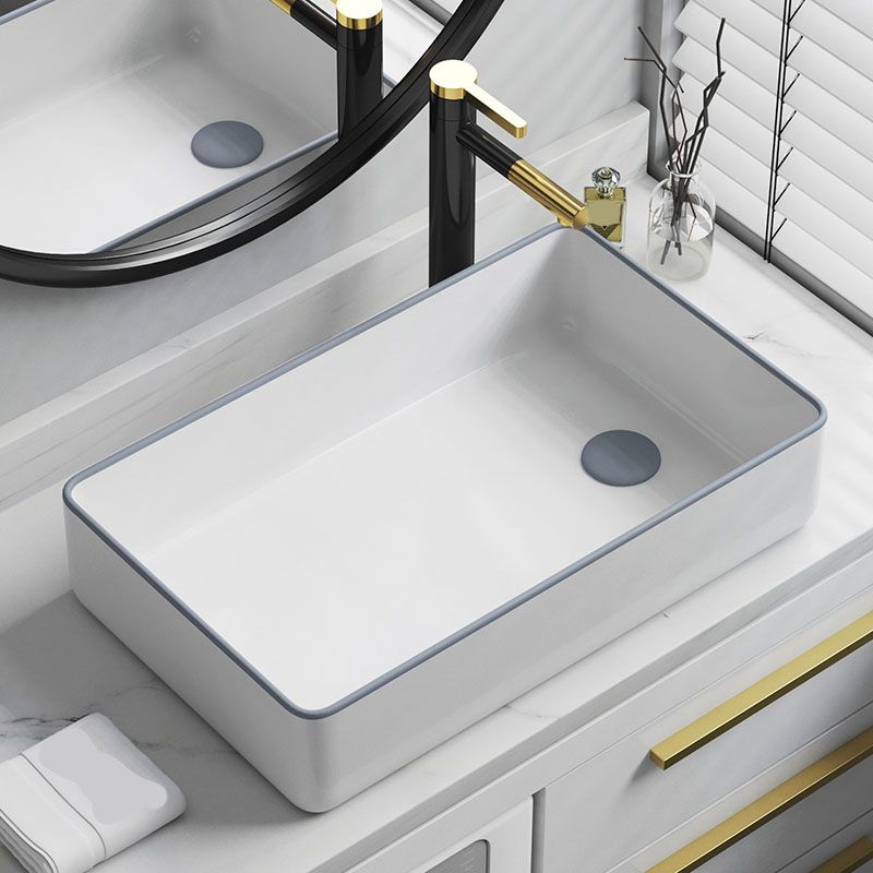 Bathroom Sink Ceramic Rectangular Faucet Single Rod Handle Sink Clearhalo 'Bathroom Remodel & Bathroom Fixtures' 'Bathroom Sinks & Faucet Components' 'Bathroom Sinks' 'bathroom_sink' 'Home Improvement' 'home_improvement' 'home_improvement_bathroom_sink' 1200x1200_f6168a2b-d8ae-4ef2-83e9-ef90ccf6e4b2