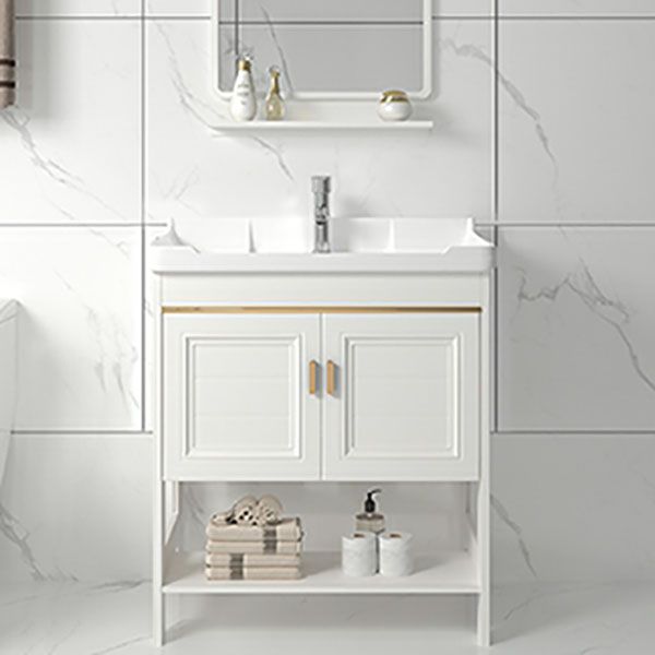 Modern Metal Freestanding Sink Vanity White with Sink Shelf for Bathroom Clearhalo 'Bathroom Remodel & Bathroom Fixtures' 'Bathroom Vanities' 'bathroom_vanities' 'Home Improvement' 'home_improvement' 'home_improvement_bathroom_vanities' 1200x1200_f62b9f33-f421-496a-a79a-938c52d2068f