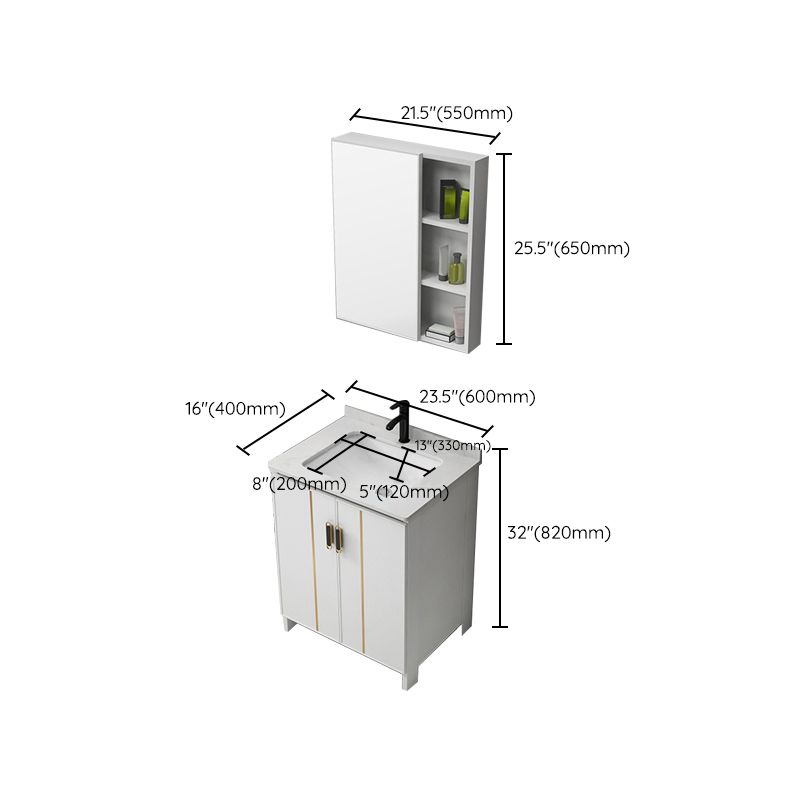 Gorgeous Freestanding Sink Cabinet Mirror Cabinet Bathroom Vanity Set in White Clearhalo 'Bathroom Remodel & Bathroom Fixtures' 'Bathroom Vanities' 'bathroom_vanities' 'Home Improvement' 'home_improvement' 'home_improvement_bathroom_vanities' 1200x1200_f647be16-7045-4d34-9801-557dde6e705e