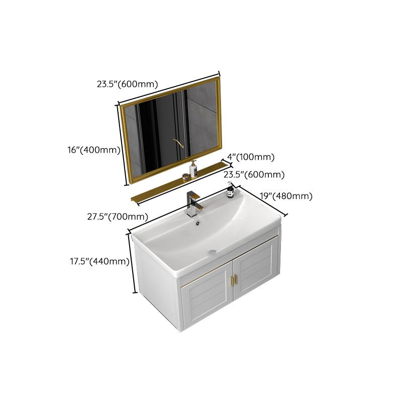 Rectangular Glam Bathroom Vanity Ceramic Top Single-Sink Wall Mount Vanity Set Clearhalo 'Bathroom Remodel & Bathroom Fixtures' 'Bathroom Vanities' 'bathroom_vanities' 'Home Improvement' 'home_improvement' 'home_improvement_bathroom_vanities' 1200x1200_f64ae167-9335-4572-8d67-9354492e879a