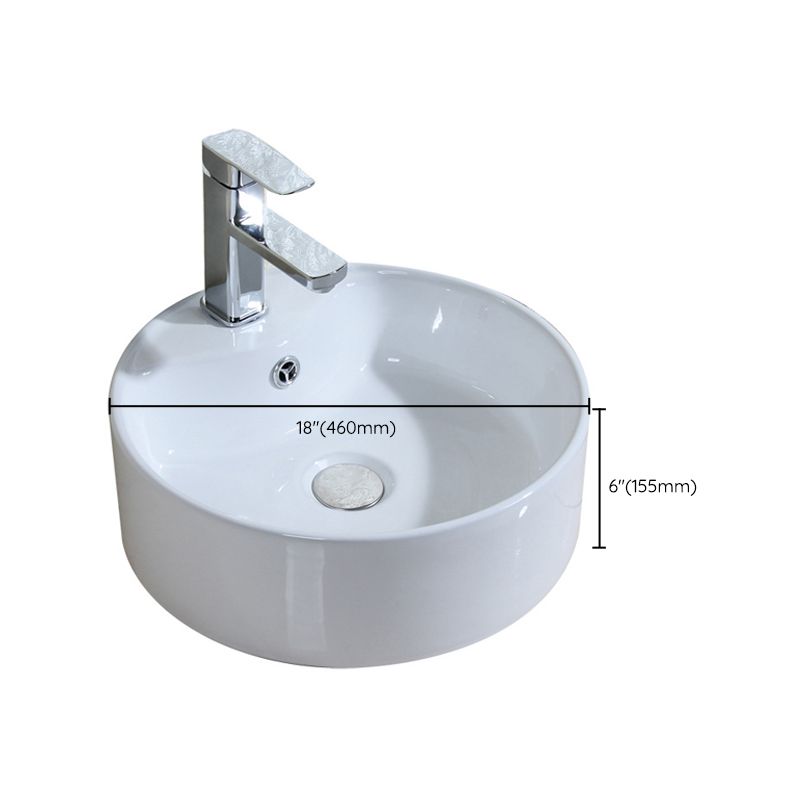 Modern Bathroom Sink Porcelain Round with Overflow and Pop-Up Drain Vessel Lavatory Sink Clearhalo 'Bathroom Remodel & Bathroom Fixtures' 'Bathroom Sinks & Faucet Components' 'Bathroom Sinks' 'bathroom_sink' 'Home Improvement' 'home_improvement' 'home_improvement_bathroom_sink' 1200x1200_f663496e-a331-48a3-a50b-362599a5e341