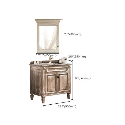 Wood Traditional Sink Vanity Freestanding Bathroom Sink Vanity with Mirror Clearhalo 'Bathroom Remodel & Bathroom Fixtures' 'Bathroom Vanities' 'bathroom_vanities' 'Home Improvement' 'home_improvement' 'home_improvement_bathroom_vanities' 1200x1200_f665f282-9b85-40c0-9dfd-4b09f14e8c22