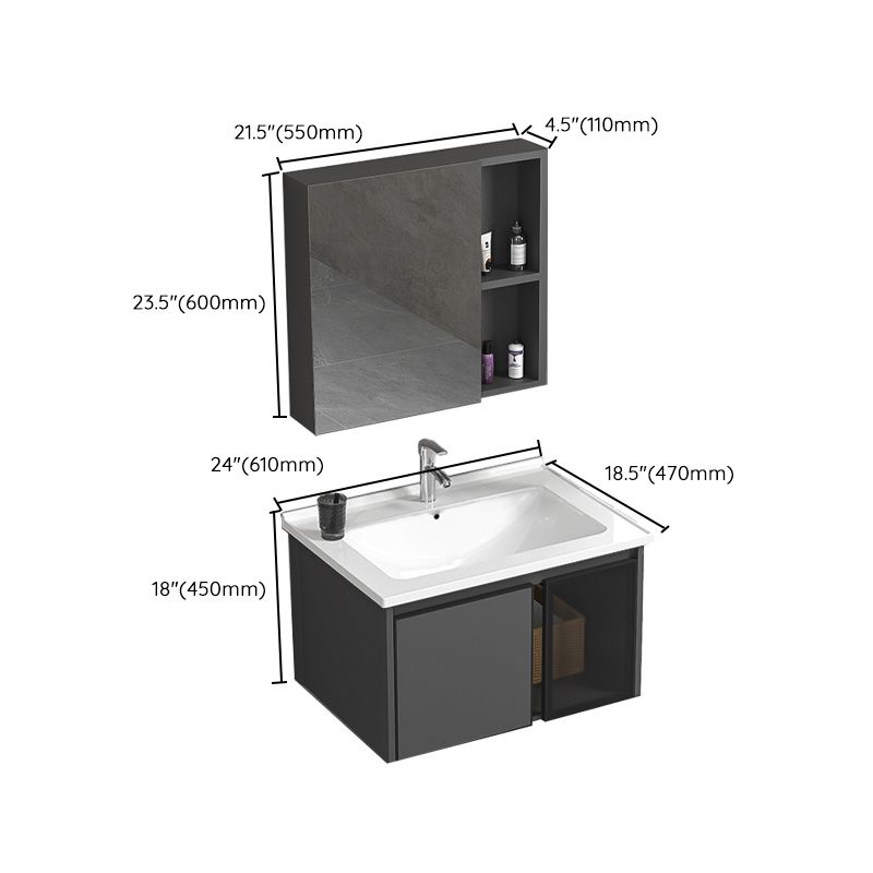 Single Sink Bathroom Vanity Wall Mount Rectangular Single Modern Vanity Set Clearhalo 'Bathroom Remodel & Bathroom Fixtures' 'Bathroom Vanities' 'bathroom_vanities' 'Home Improvement' 'home_improvement' 'home_improvement_bathroom_vanities' 1200x1200_f687fdd1-91fe-46f4-a0ac-02fb6c5d2541