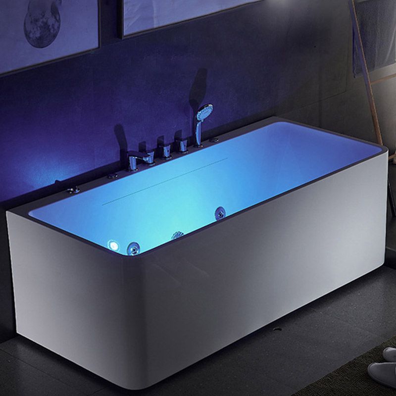 Modern Acrylic Rectangular Bath Tub White Whirlpool Freestanding Bathtub Clearhalo 'Bathroom Remodel & Bathroom Fixtures' 'Bathtubs' 'Home Improvement' 'home_improvement' 'home_improvement_bathtubs' 'Showers & Bathtubs' 1200x1200_f6a1cd8b-d757-4828-a6d1-a25b2761ef57