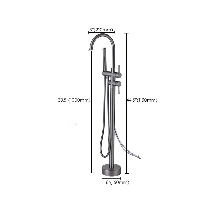 Modern Floor Mounted Metal Freestanding Tub Filler Swivel High Arc Freestanding Faucet Clearhalo 'Bathroom Remodel & Bathroom Fixtures' 'Bathtub Faucets' 'bathtub_faucets' 'Home Improvement' 'home_improvement' 'home_improvement_bathtub_faucets' 1200x1200_f6e5df09-dd99-4fc8-becc-38237a127212