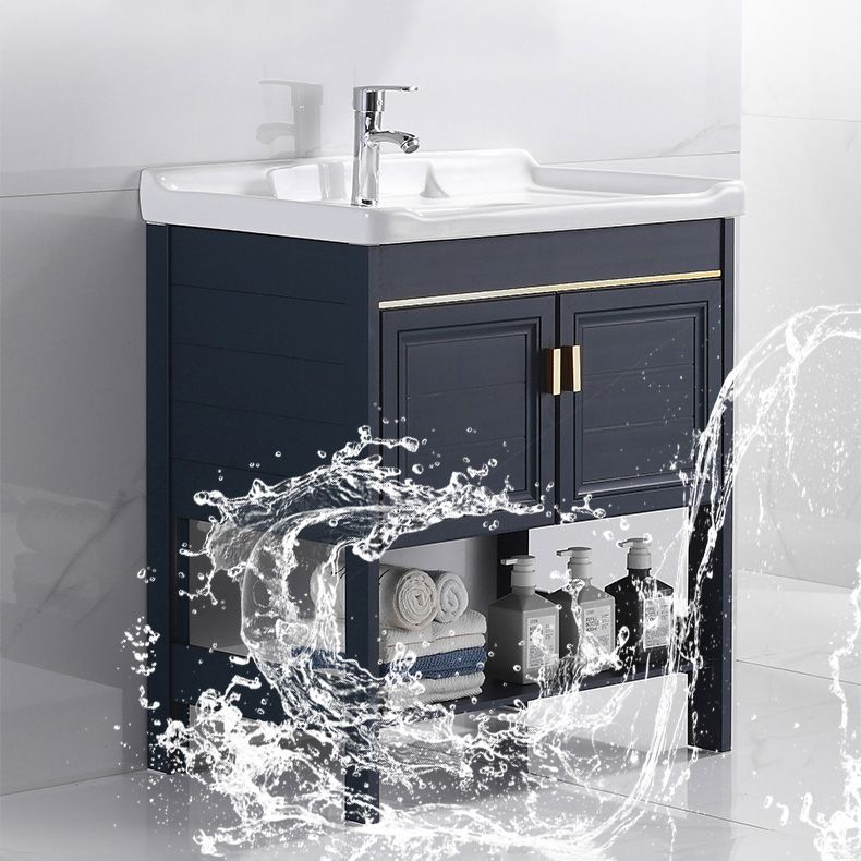 Glam Blue Sink Vanity Metal Frame Single Rectangular Bath Vanity Clearhalo 'Bathroom Remodel & Bathroom Fixtures' 'Bathroom Vanities' 'bathroom_vanities' 'Home Improvement' 'home_improvement' 'home_improvement_bathroom_vanities' 1200x1200_f6eaba2f-1e74-484d-bae8-d43e6bfb2bf3