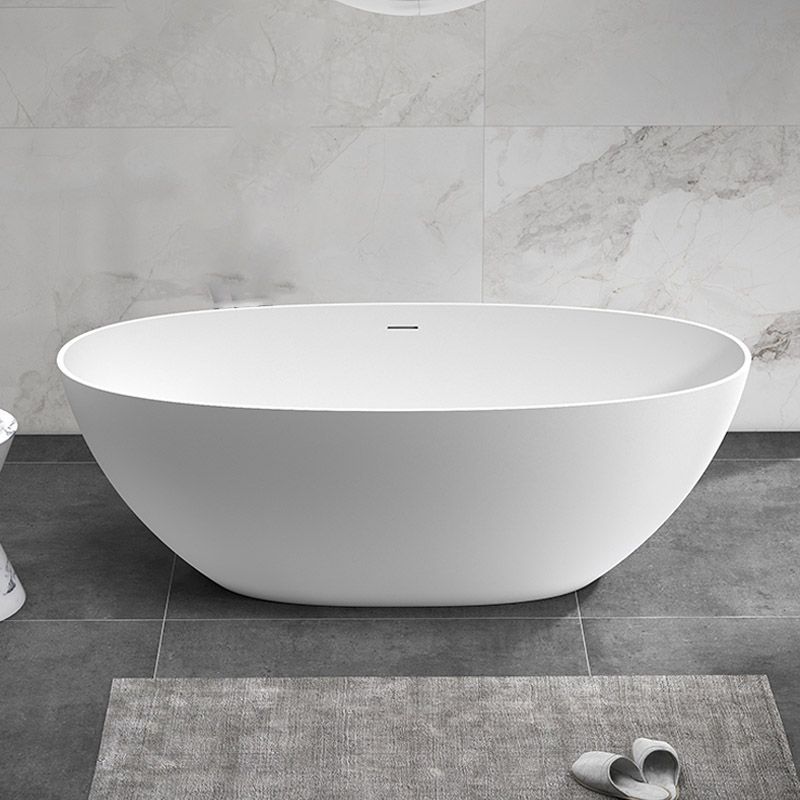 Modern Ellipse Stone Bathtub Freestand Soaking Bathtub with Drain Bath Tub Clearhalo 'Bathroom Remodel & Bathroom Fixtures' 'Bathtubs' 'Home Improvement' 'home_improvement' 'home_improvement_bathtubs' 'Showers & Bathtubs' 1200x1200_f7058ccc-7692-4348-8db3-8672ff9805e9