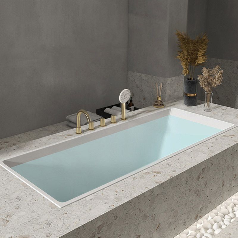 Modern Acrylic Embedded Bathtub Rectangle with Drain Bath Tub and Overflow Hole Clearhalo 'Bathroom Remodel & Bathroom Fixtures' 'Bathtubs' 'Home Improvement' 'home_improvement' 'home_improvement_bathtubs' 'Showers & Bathtubs' 1200x1200_f7339d68-1a43-43f5-85db-ecc0ab9cef4a