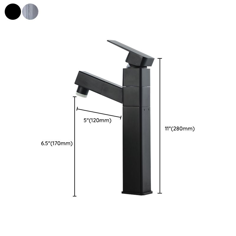 Modern Bathroom Vessel Faucet Swivel Spout Single Handle Faucet with Pull down Sprayer Clearhalo 'bathroom_sink_faucets' 'Conjunta de Baño y Conjunta de Grifo' 'Coronamiento de Baño y Dispositivo de Baño' 'Grifo del lavabo del baño' 'Hogar' 'home_improvement' 'home_improvement_bathroom_sink_faucets' 'Mejoras para el hogar' 1200x1200_f76a2ab2-9fb5-4860-a2c8-97685c8027e4