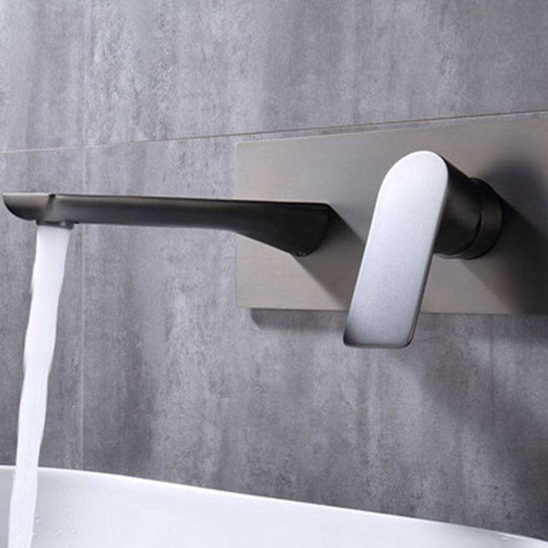 Contemporary Style Faucets Wall Mounted Faucets with Lever Handles Clearhalo 'Bathroom Remodel & Bathroom Fixtures' 'Bathroom Sink Faucets' 'Bathroom Sinks & Faucet Components' 'bathroom_sink_faucets' 'Home Improvement' 'home_improvement' 'home_improvement_bathroom_sink_faucets' 1200x1200_f7c27a1c-938b-416f-af61-fbc7e9a2f436