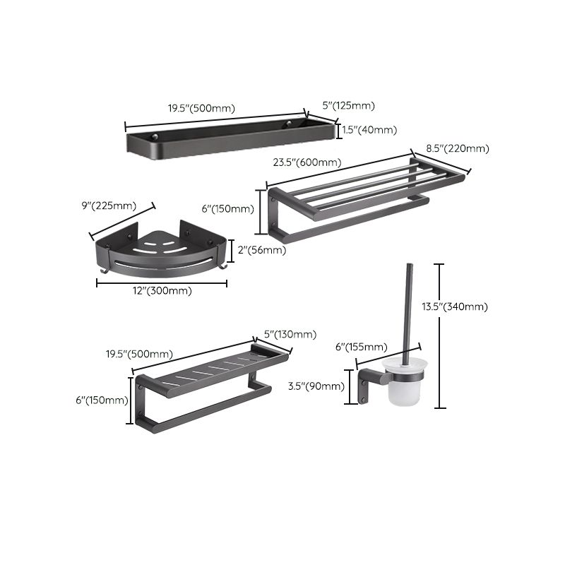 Grey Bathroom Accessory Kit Modern Bathroom Accessories Hardware Set Clearhalo 'Bathroom Hardware Sets' 'Bathroom Hardware' 'Bathroom Remodel & Bathroom Fixtures' 'bathroom_hardware_sets' 'Home Improvement' 'home_improvement' 'home_improvement_bathroom_hardware_sets' 1200x1200_f7fac93e-3981-45c4-9113-f6013b5ced76