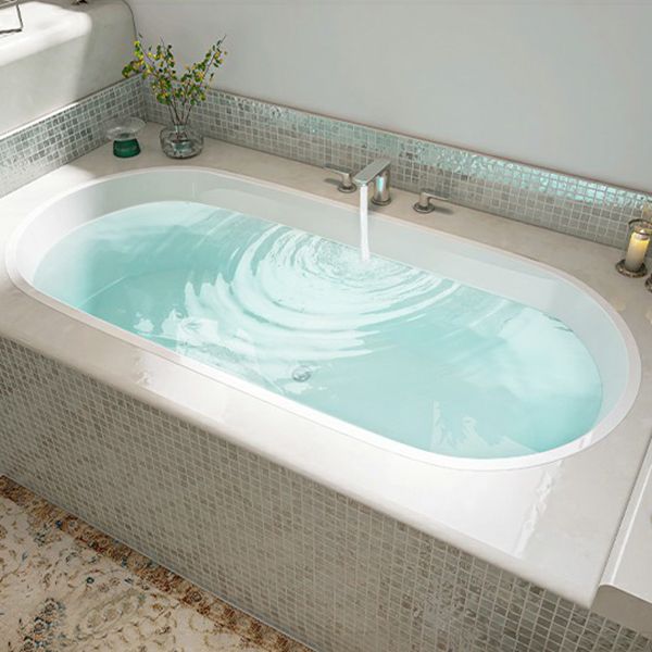 Contemporary Oval Acrylic Bathtub Soaking Drop-in Bathtub with Faucet Clearhalo 'Bathroom Remodel & Bathroom Fixtures' 'Bathtubs' 'Home Improvement' 'home_improvement' 'home_improvement_bathtubs' 'Showers & Bathtubs' 1200x1200_f80e623d-e3c3-4585-aeac-ab87fd0f22bc