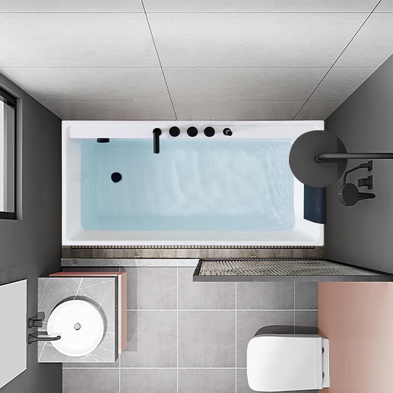 Modern White Acrylic Bathtub Rectangle Back to Wall with Drain Bath Tub Clearhalo 'Bathroom Remodel & Bathroom Fixtures' 'Bathtubs' 'Home Improvement' 'home_improvement' 'home_improvement_bathtubs' 'Showers & Bathtubs' 1200x1200_f8178676-f4e4-49ed-b915-723253c950c6