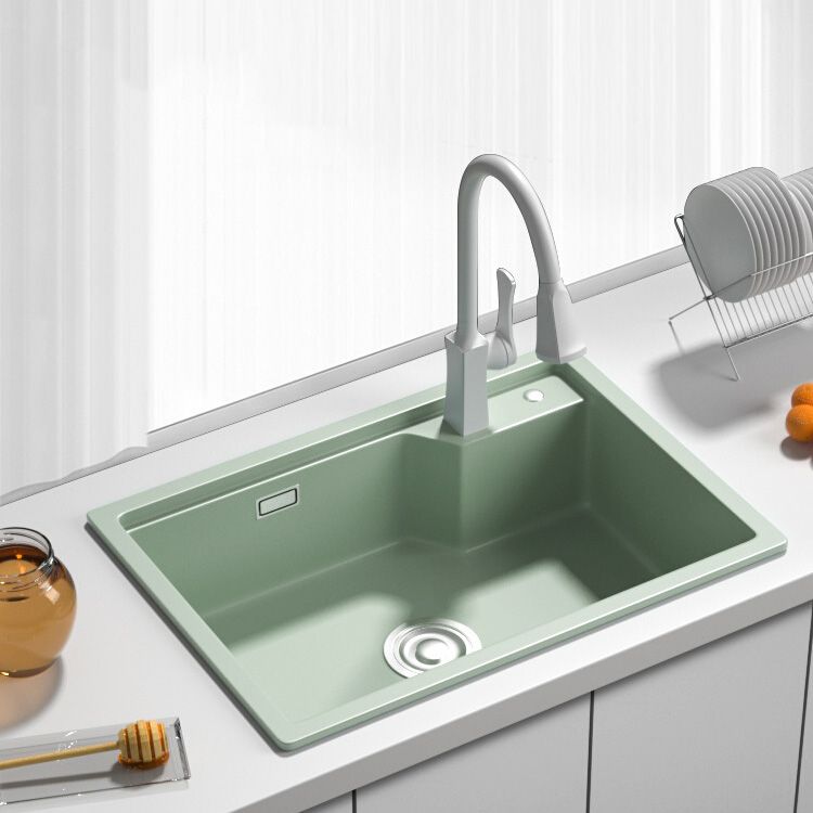 Rectangle Quartz Kitchen Sink in Peppermint Green Single Bowl Sink Clearhalo 'Home Improvement' 'home_improvement' 'home_improvement_kitchen_sinks' 'Kitchen Remodel & Kitchen Fixtures' 'Kitchen Sinks & Faucet Components' 'Kitchen Sinks' 'kitchen_sinks' 1200x1200_f8666830-c754-4045-8d74-b2e503d4e3fd