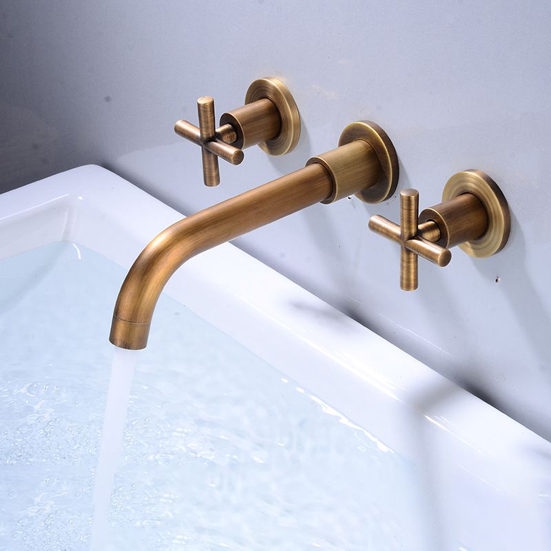 Full Copper Widespread Sink Faucet Double Handle Wall Mounted Bathroom Basin Faucet Clearhalo 'bathroom_sink_faucets' 'Conjunta de Baño y Conjunta de Grifo' 'Coronamiento de Baño y Dispositivo de Baño' 'Grifo del lavabo del baño' 'Hogar' 'home_improvement' 'home_improvement_bathroom_sink_faucets' 'Mejoras para el hogar' 1200x1200_f8d54839-230f-4155-9563-5f6c860c145b