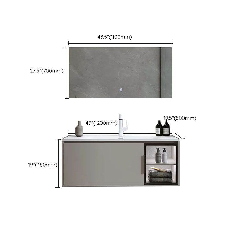 Modern Bathroom Sink Vanity Stainless Steel Wall-Mounted with Soft Close Door Clearhalo 'Bathroom Remodel & Bathroom Fixtures' 'Bathroom Vanities' 'bathroom_vanities' 'Home Improvement' 'home_improvement' 'home_improvement_bathroom_vanities' 1200x1200_f9101416-5cd5-4d2b-8495-e5c9e0fb7ef4