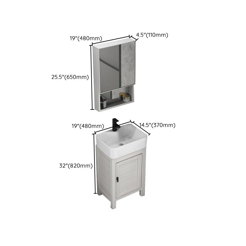 Rectangular Modern Bathroom Vanity White Metal Frame Single-Sink Vanity Set Clearhalo 'Bathroom Remodel & Bathroom Fixtures' 'Bathroom Vanities' 'bathroom_vanities' 'Home Improvement' 'home_improvement' 'home_improvement_bathroom_vanities' 1200x1200_f91ddb33-b8a2-478c-8e8c-42f847fc7bd8