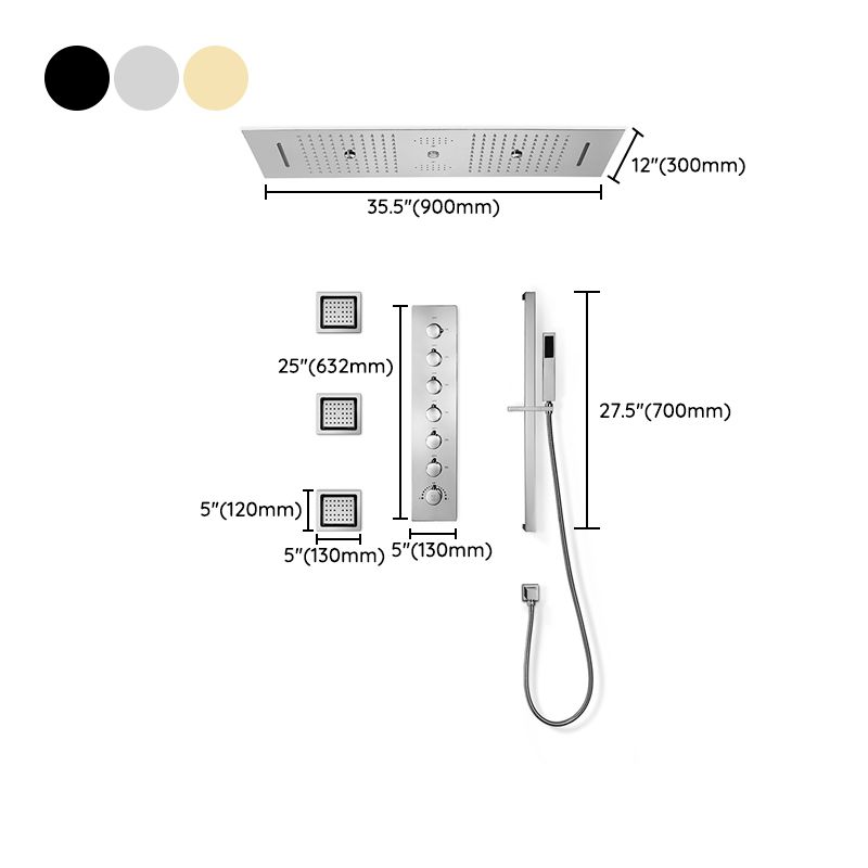 Modern Shower Head Combo Brass Temperature Control with Body Jets Shower System Clearhalo 'Bathroom Remodel & Bathroom Fixtures' 'Home Improvement' 'home_improvement' 'home_improvement_shower_faucets' 'Shower Faucets & Systems' 'shower_faucets' 'Showers & Bathtubs Plumbing' 'Showers & Bathtubs' 1200x1200_f9289b18-8293-4e05-86f3-01291d1a8b08