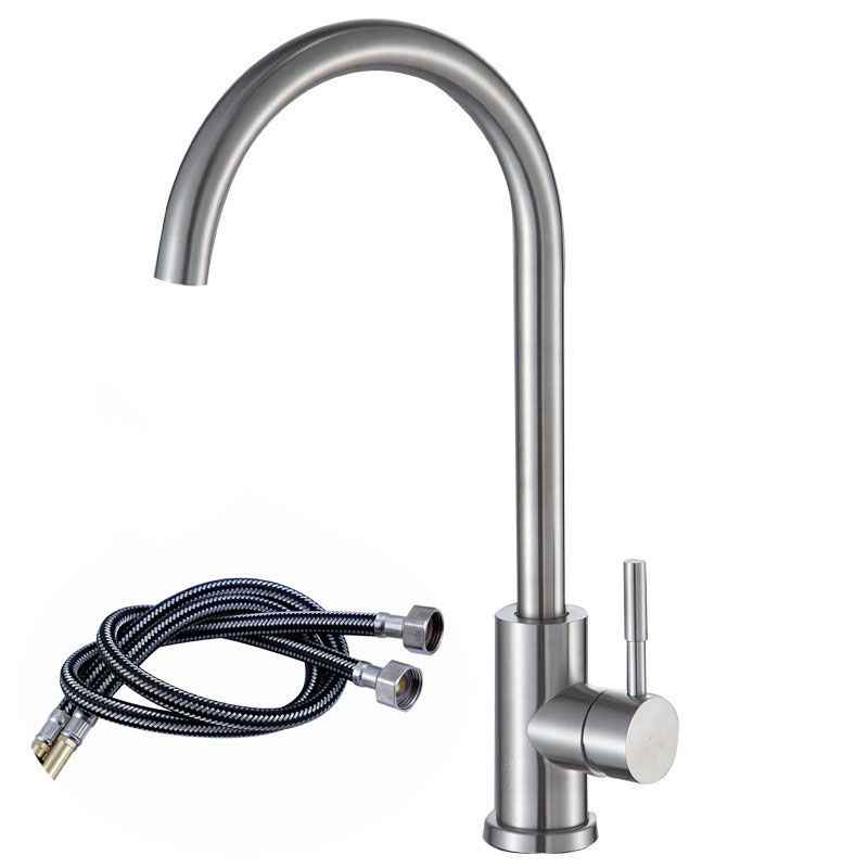 Modern 1-Handle Faucets 304 Stainless Steel with Water Dispenser Standard Kitchen Faucets Clearhalo 'Home Improvement' 'home_improvement' 'home_improvement_kitchen_faucets' 'Kitchen Faucets' 'Kitchen Remodel & Kitchen Fixtures' 'Kitchen Sinks & Faucet Components' 'kitchen_faucets' 1200x1200_f92baf79-e667-47a1-9df9-b024c8a244e7