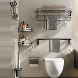 Contemporary Bath Hardware Set in Stainless Aluminum Matte Gray Robe Hooks/Towel Bar Clearhalo 'Bathroom Hardware Sets' 'Bathroom Hardware' 'Bathroom Remodel & Bathroom Fixtures' 'bathroom_hardware_sets' 'Home Improvement' 'home_improvement' 'home_improvement_bathroom_hardware_sets' 1200x1200_f97dbd71-3aad-4db4-bb26-904271d0b73c