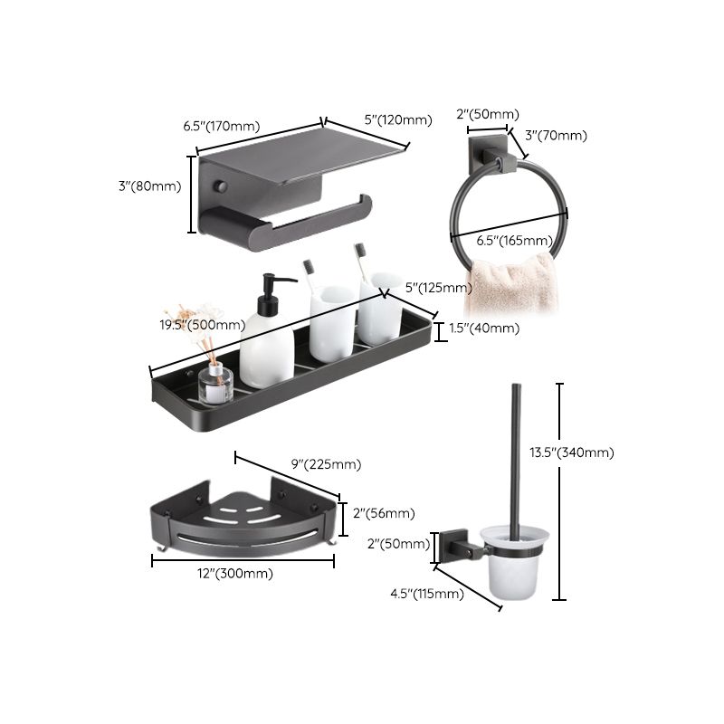 Contemporary Bathroom Accessory As Individual Or As a Set in Metal Clearhalo 'Bathroom Hardware Sets' 'Bathroom Hardware' 'Bathroom Remodel & Bathroom Fixtures' 'bathroom_hardware_sets' 'Home Improvement' 'home_improvement' 'home_improvement_bathroom_hardware_sets' 1200x1200_f9d16375-c90c-4db8-84a9-a8d9f9192936