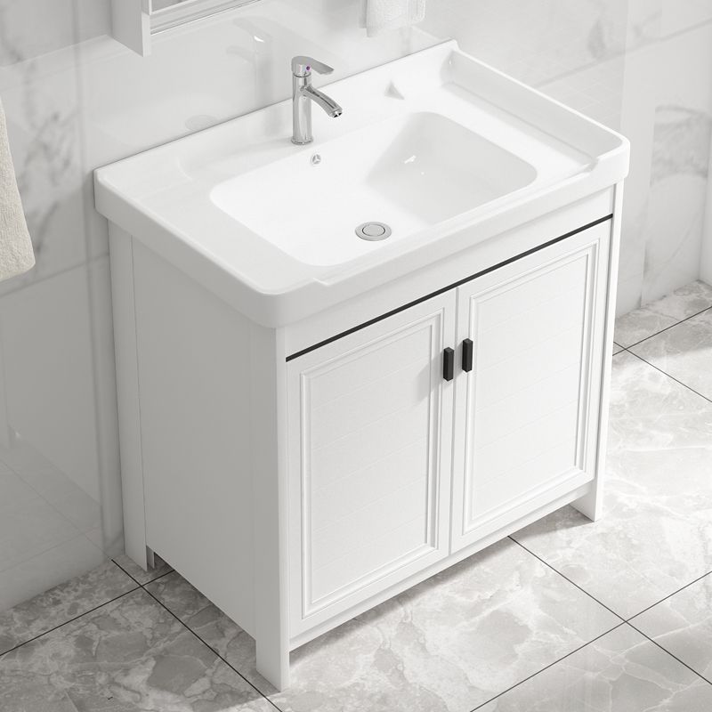 Modern White Sink Vanity Ceramic Single Rectangular Bath Vanity Clearhalo 'Bathroom Remodel & Bathroom Fixtures' 'Bathroom Vanities' 'bathroom_vanities' 'Home Improvement' 'home_improvement' 'home_improvement_bathroom_vanities' 1200x1200_f9e4c720-c149-410a-a331-3358cd8fe53d