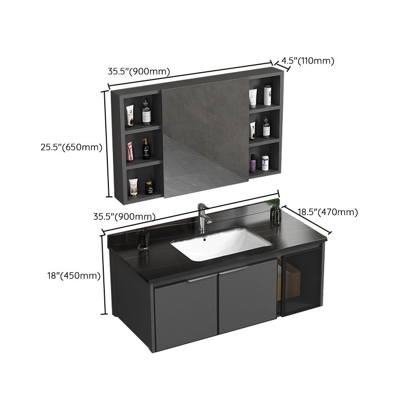 Single Sink Bathroom Vanity Wall Mount Rectangular Single Modern Vanity Set Clearhalo 'Bathroom Remodel & Bathroom Fixtures' 'Bathroom Vanities' 'bathroom_vanities' 'Home Improvement' 'home_improvement' 'home_improvement_bathroom_vanities' 1200x1200_fa04b7e4-ea17-4e10-98ae-a8bfe455186d