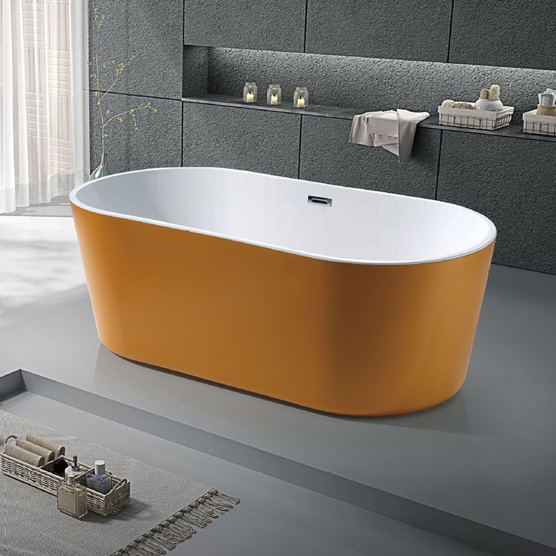 Modern Ellipse Acrylic Bathtub Back to Wall with Drain Bath Tub Clearhalo 'Bathroom Remodel & Bathroom Fixtures' 'Bathtubs' 'Home Improvement' 'home_improvement' 'home_improvement_bathtubs' 'Showers & Bathtubs' 1200x1200_fa231322-2e6d-418d-abb9-ef2de4c2b3b7