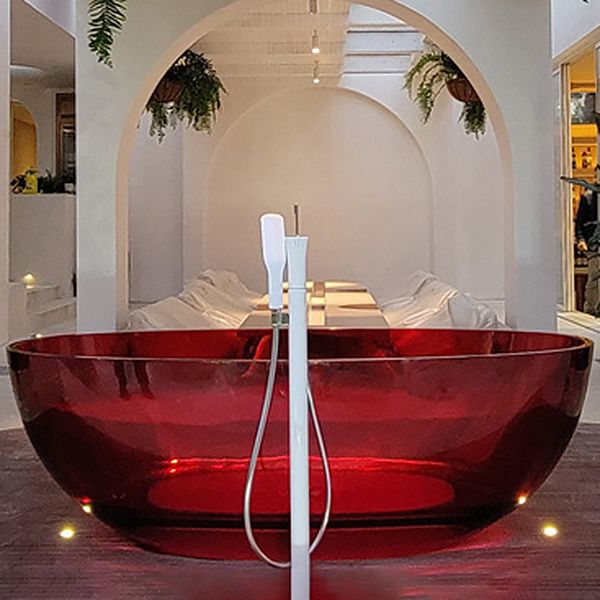 Modern Soaking Freestanding Tub Colorful Oval Bathtub for Home Clearhalo 'Bathroom Remodel & Bathroom Fixtures' 'Bathtubs' 'Home Improvement' 'home_improvement' 'home_improvement_bathtubs' 'Showers & Bathtubs' 1200x1200_fa28dd5e-1c73-4f0c-85fb-eb643c5f3c59