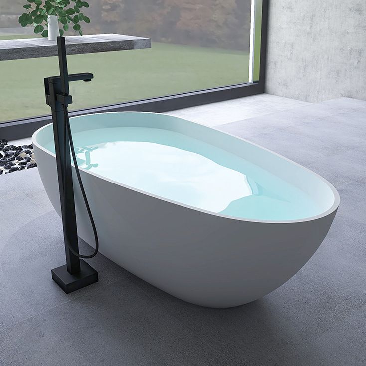 Soaking Stand Alone Tub with Drain Bathroom White Stone Bathtub Clearhalo 'Bathroom Remodel & Bathroom Fixtures' 'Bathtubs' 'Home Improvement' 'home_improvement' 'home_improvement_bathtubs' 'Showers & Bathtubs' 1200x1200_fa4ab7c6-3f0f-414e-8b66-276b3140bd0c