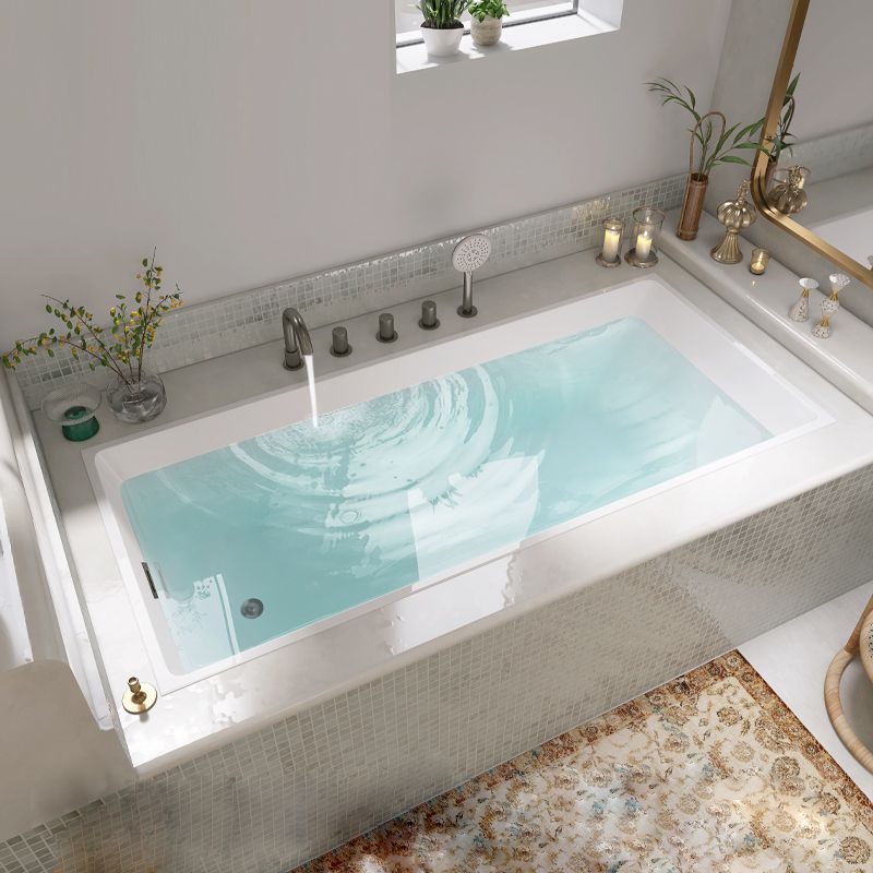 Modern Acrylic Rectangle Embedded with Drain Bath Tub and Overflow Hole Clearhalo 'Bathroom Remodel & Bathroom Fixtures' 'Bathtubs' 'Home Improvement' 'home_improvement' 'home_improvement_bathtubs' 'Showers & Bathtubs' 1200x1200_fa6337a7-2fa7-44d2-ad13-2295bb981d49