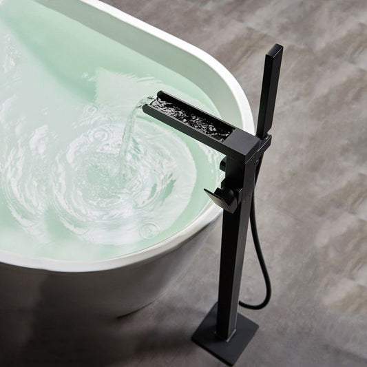 Floor Mounted Metal Freestanding Tub Filler Waterfall Freestanding Faucet with Hose Clearhalo 'Bathroom Remodel & Bathroom Fixtures' 'Bathtub Faucets' 'bathtub_faucets' 'Home Improvement' 'home_improvement' 'home_improvement_bathtub_faucets' 1200x1200_fa65e832-e9a0-47c9-9c0a-eef8ccee40b7