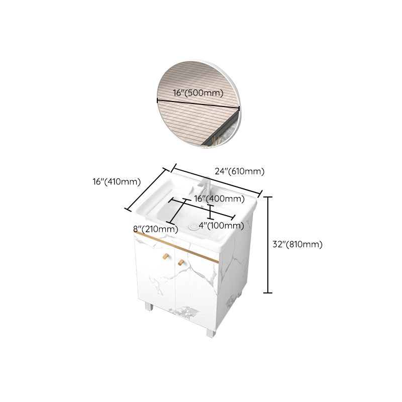 Rectangle Vanity Set White Single Sink Mirror Freestanding Bathroom Vanity with Door Clearhalo 'Bathroom Remodel & Bathroom Fixtures' 'Bathroom Vanities' 'bathroom_vanities' 'Home Improvement' 'home_improvement' 'home_improvement_bathroom_vanities' 1200x1200_fa7b311f-b844-42d5-87c2-32b3fe1bed6c