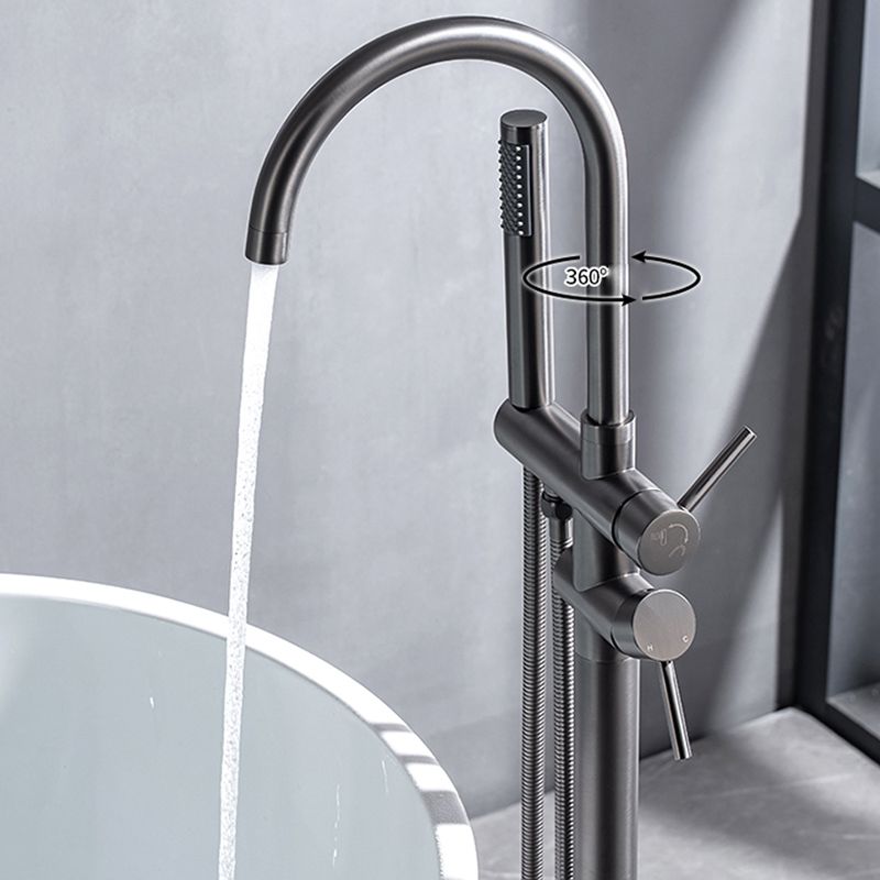 Modern Floor Mounted Metal Freestanding Tub Filler Swivel Freestanding Faucet Clearhalo 'Bathroom Remodel & Bathroom Fixtures' 'Bathtub Faucets' 'bathtub_faucets' 'Home Improvement' 'home_improvement' 'home_improvement_bathtub_faucets' 1200x1200_fab08c29-14ae-4f83-be31-21b34627ffd5