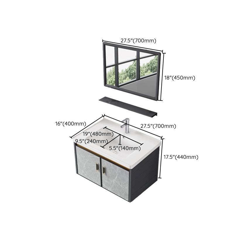 Wall Mounted Vanity Set Drawers Ceramic Sink Faucet Vanity Set with Mirror Clearhalo 'Bathroom Remodel & Bathroom Fixtures' 'Bathroom Vanities' 'bathroom_vanities' 'Home Improvement' 'home_improvement' 'home_improvement_bathroom_vanities' 1200x1200_fac3b617-b762-4b0b-9313-5c7f595368cf