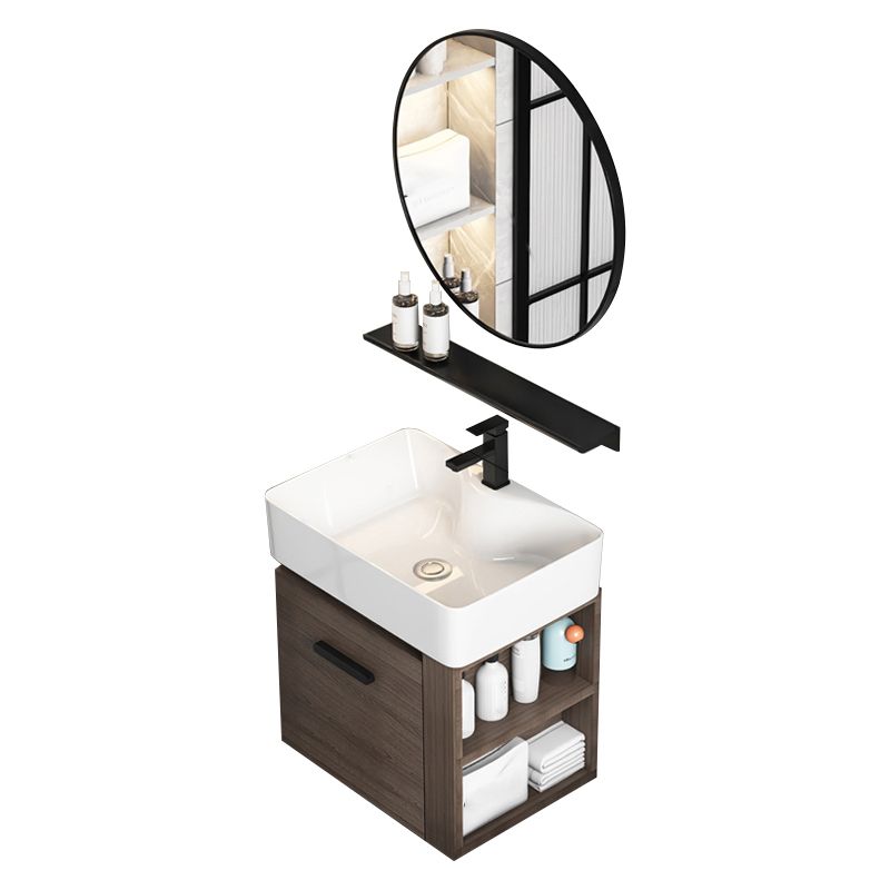 Modern Single Sink Vanity Wall Mount Brown Wooden Vanity Set Clearhalo 'Bathroom Remodel & Bathroom Fixtures' 'Bathroom Vanities' 'bathroom_vanities' 'Home Improvement' 'home_improvement' 'home_improvement_bathroom_vanities' 1200x1200_fad9099c-0701-44a5-9ce1-67fb448f5327