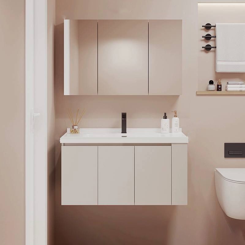 White Modern Solid Wood Rectangular Single-Sink Bathroom Vanity Set Clearhalo 'Bathroom Remodel & Bathroom Fixtures' 'Bathroom Vanities' 'bathroom_vanities' 'Home Improvement' 'home_improvement' 'home_improvement_bathroom_vanities' 1200x1200_fae2067b-aefe-43b0-ac3c-e66bef3727bf