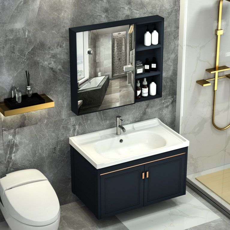 Single Sink Modern Sink Vanity Black Wall Mount Rectangular Bath Vanity Clearhalo 'Bathroom Remodel & Bathroom Fixtures' 'Bathroom Vanities' 'bathroom_vanities' 'Home Improvement' 'home_improvement' 'home_improvement_bathroom_vanities' 1200x1200_fb0b542f-4d23-4c5b-86e9-34adc0651ae4