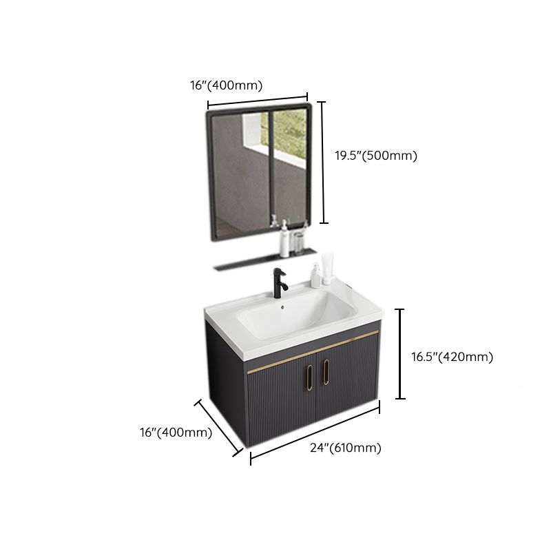 Contemporary Metal Sink Vanity Mirror Cabinet Wall-Mounted Vanity Cabinet Clearhalo 'Bathroom Remodel & Bathroom Fixtures' 'Bathroom Vanities' 'bathroom_vanities' 'Home Improvement' 'home_improvement' 'home_improvement_bathroom_vanities' 1200x1200_fb287a0f-ea7d-4899-9cfb-b8e2fb0fdd07