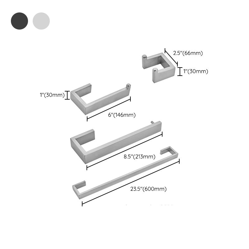 Stainless Steel Bathroom Set 4-piece Modern Style Simple Bathroom Hardware Set Clearhalo 'Bathroom Hardware Sets' 'Bathroom Hardware' 'Bathroom Remodel & Bathroom Fixtures' 'bathroom_hardware_sets' 'Home Improvement' 'home_improvement' 'home_improvement_bathroom_hardware_sets' 1200x1200_fb2b3959-aabb-431f-92dd-88eb1c6c765d