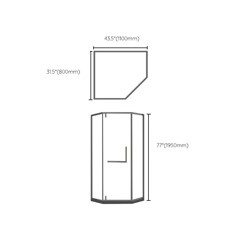 Contemporary Black Shower Enclosure Neo-Angle Semi-Frameless Clear Shower Enclosure Clearhalo 'Bathroom Remodel & Bathroom Fixtures' 'Home Improvement' 'home_improvement' 'home_improvement_shower_stalls_enclosures' 'Shower Stalls & Enclosures' 'shower_stalls_enclosures' 'Showers & Bathtubs' 1200x1200_fb4cd907-e878-44a3-91d8-443ba49c76cd