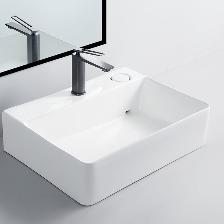 Modern Bathroom Sink Porcelain Rectangular Vessel Lavatory Sink with Pop-Up Drain Clearhalo 'Bathroom Remodel & Bathroom Fixtures' 'Bathroom Sinks & Faucet Components' 'Bathroom Sinks' 'bathroom_sink' 'Home Improvement' 'home_improvement' 'home_improvement_bathroom_sink' 1200x1200_fb68aac0-f702-4f3d-9240-54105bf7836a