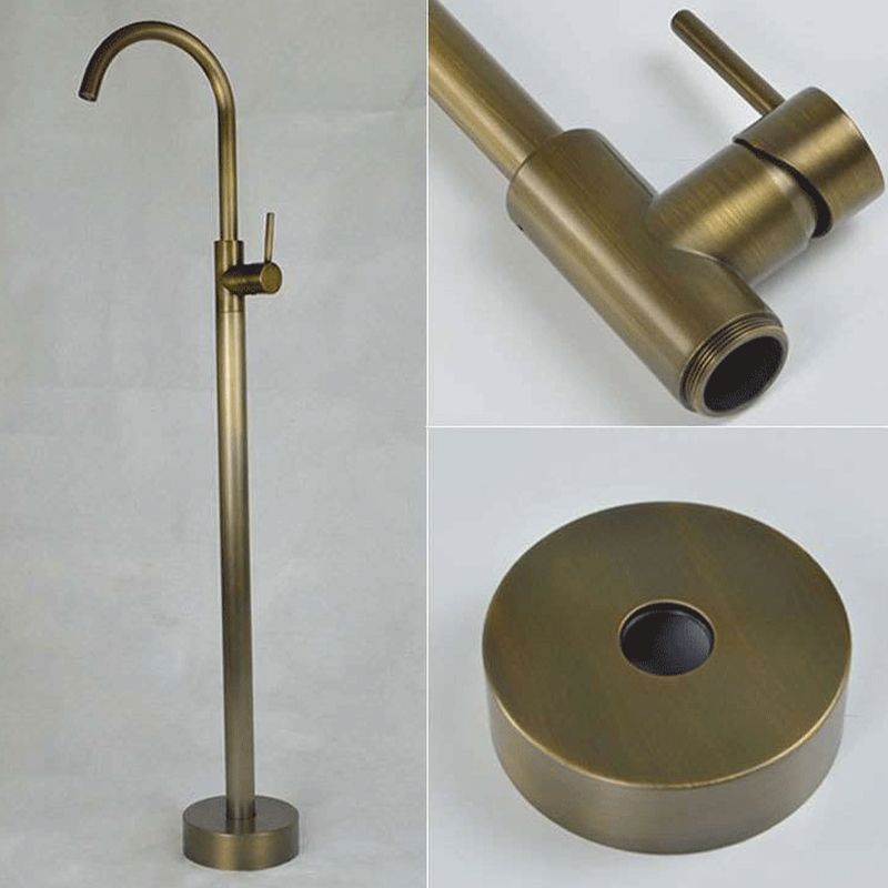 Floor Mounted Copper Bathroom Tub Faucet Set Freestanding High Arc Tub Filler Trim Clearhalo 'Bathroom Remodel & Bathroom Fixtures' 'Bathtub Faucets' 'bathtub_faucets' 'Home Improvement' 'home_improvement' 'home_improvement_bathtub_faucets' 1200x1200_fb89c0e9-5b54-4580-b444-0b29769adb6e