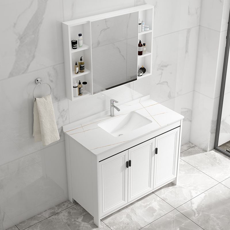 Rectangular Modern Bathroom Vanity White Stone Single Freestanding Vanity Set Clearhalo 'Bathroom Remodel & Bathroom Fixtures' 'Bathroom Vanities' 'bathroom_vanities' 'Home Improvement' 'home_improvement' 'home_improvement_bathroom_vanities' 1200x1200_fb99defd-af47-4d4a-b6e9-b202dbe6f961