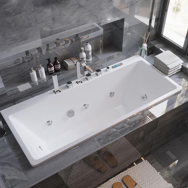 Modern Rectangle Acrylic Embedded Bathtub with Massage Device Clearhalo 'Bathroom Remodel & Bathroom Fixtures' 'Bathtubs' 'Home Improvement' 'home_improvement' 'home_improvement_bathtubs' 'Showers & Bathtubs' 1200x1200_fba9771e-b412-43d5-9893-eeeb79e593e9