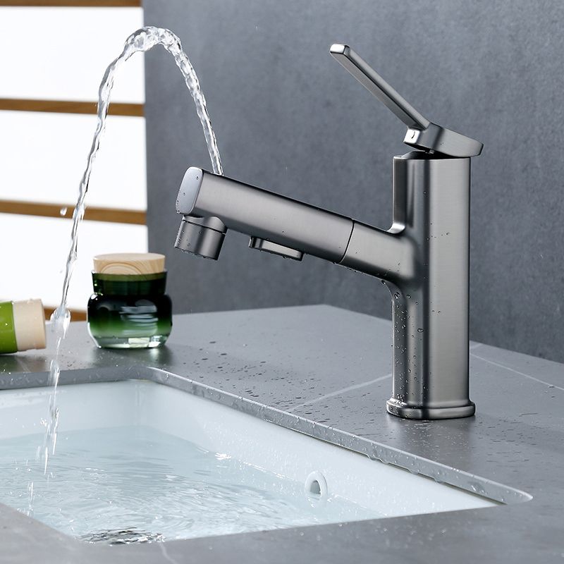 Modern Bathroom Vessel Faucet Brass Lever Handles Swivel Spout Sink Faucet Clearhalo 'Bathroom Remodel & Bathroom Fixtures' 'Bathroom Sink Faucets' 'Bathroom Sinks & Faucet Components' 'bathroom_sink_faucets' 'Home Improvement' 'home_improvement' 'home_improvement_bathroom_sink_faucets' 1200x1200_fbbdc0f5-7fac-4478-a3b2-09aba066b8af