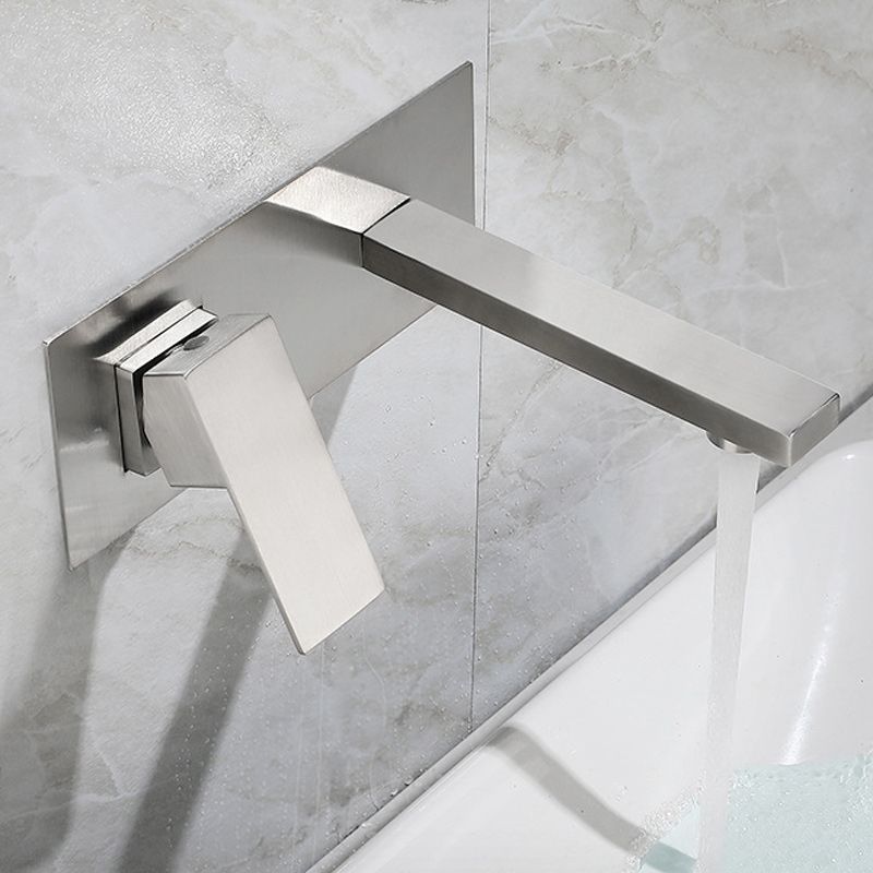 Contemporary Style Faucets Lever Handles Wall Mounted Faucets for Bathroom Clearhalo 'Bathroom Remodel & Bathroom Fixtures' 'Bathroom Sink Faucets' 'Bathroom Sinks & Faucet Components' 'bathroom_sink_faucets' 'Home Improvement' 'home_improvement' 'home_improvement_bathroom_sink_faucets' 1200x1200_fbc13022-2e90-4d64-bc96-a0c6725484ce