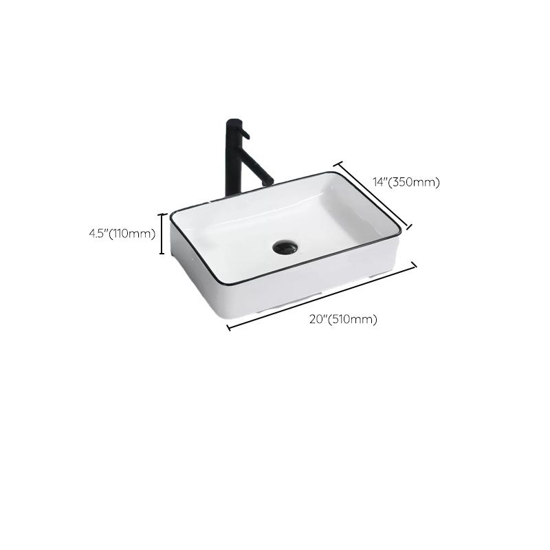 Bathroom Sink Ceramic Black Edging Anti-spill Rectangular Rod Single Handle Faucet Sink Clearhalo 'Bathroom Remodel & Bathroom Fixtures' 'Bathroom Sinks & Faucet Components' 'Bathroom Sinks' 'bathroom_sink' 'Home Improvement' 'home_improvement' 'home_improvement_bathroom_sink' 1200x1200_fbc3285b-5e25-43ec-9f3e-c790a60bd340